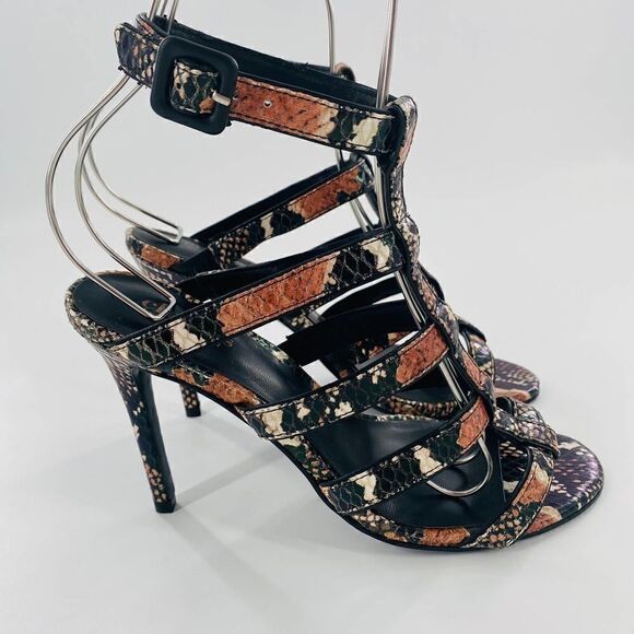 Charles by Charles David Sand Leather Snake Print Gladiator Size 7 - Picture 3 of 12